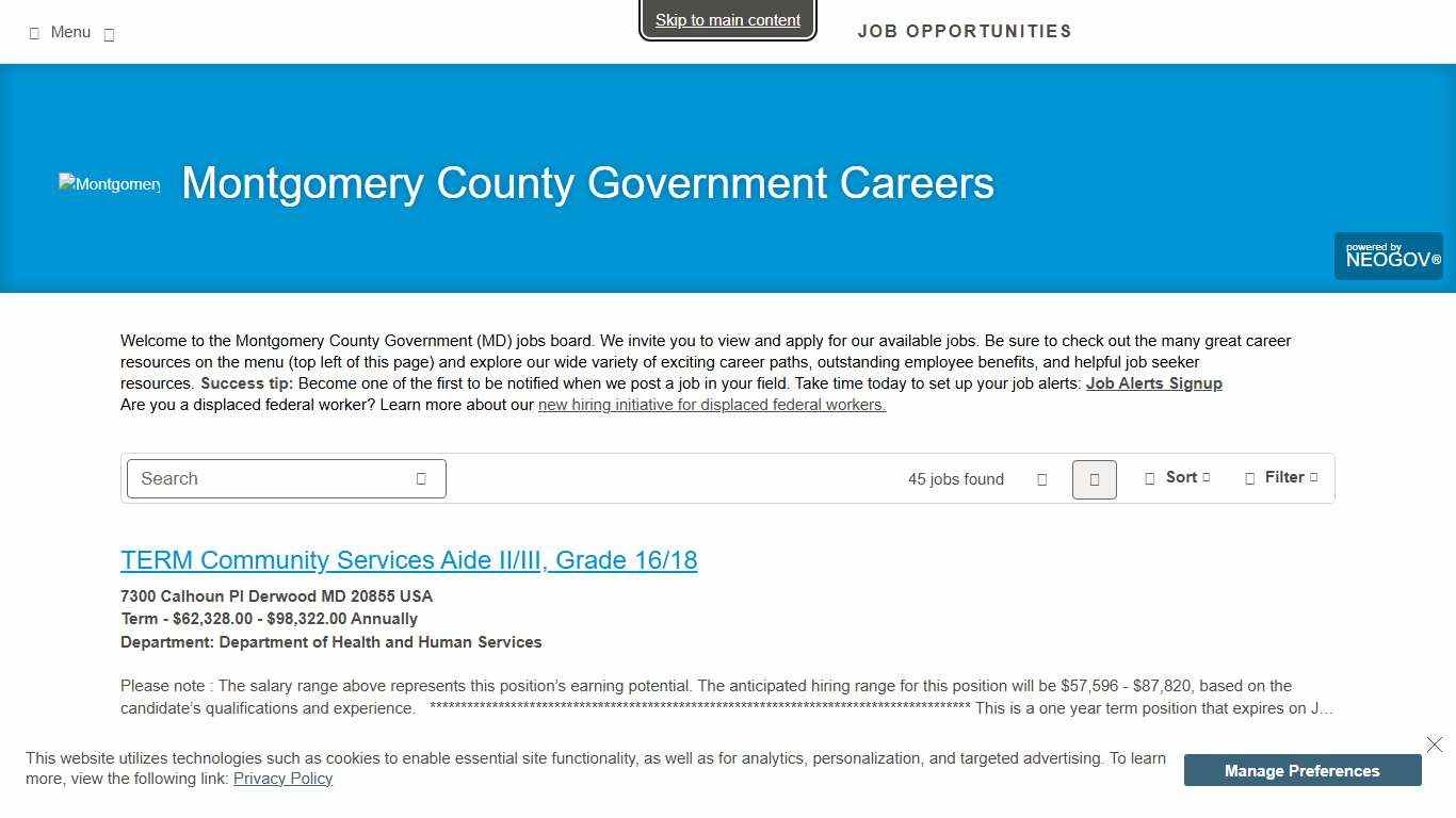 Job Opportunities Sorted by Posting Date descending Montgomery County Government Careers